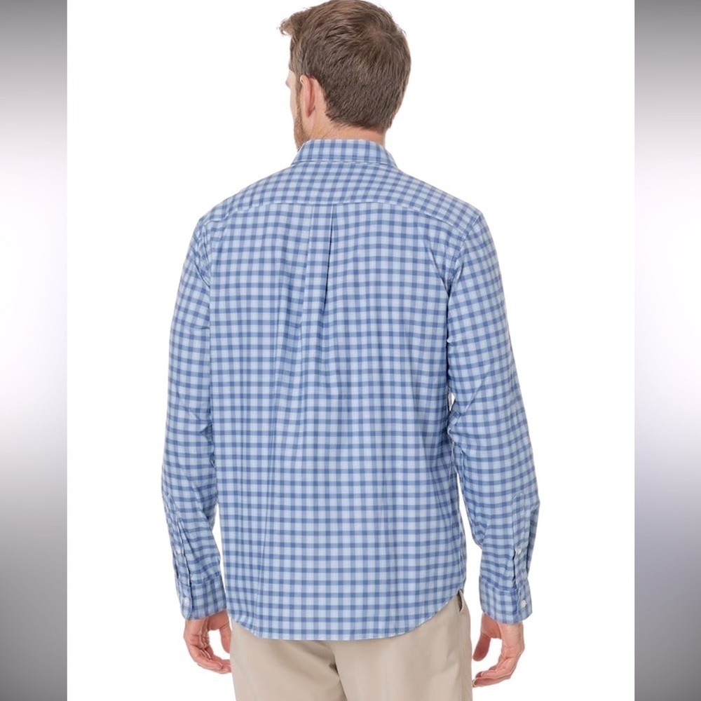Van Heusen Classic Fit Traveler Blue Check Long Sleeve Shirt Size Large